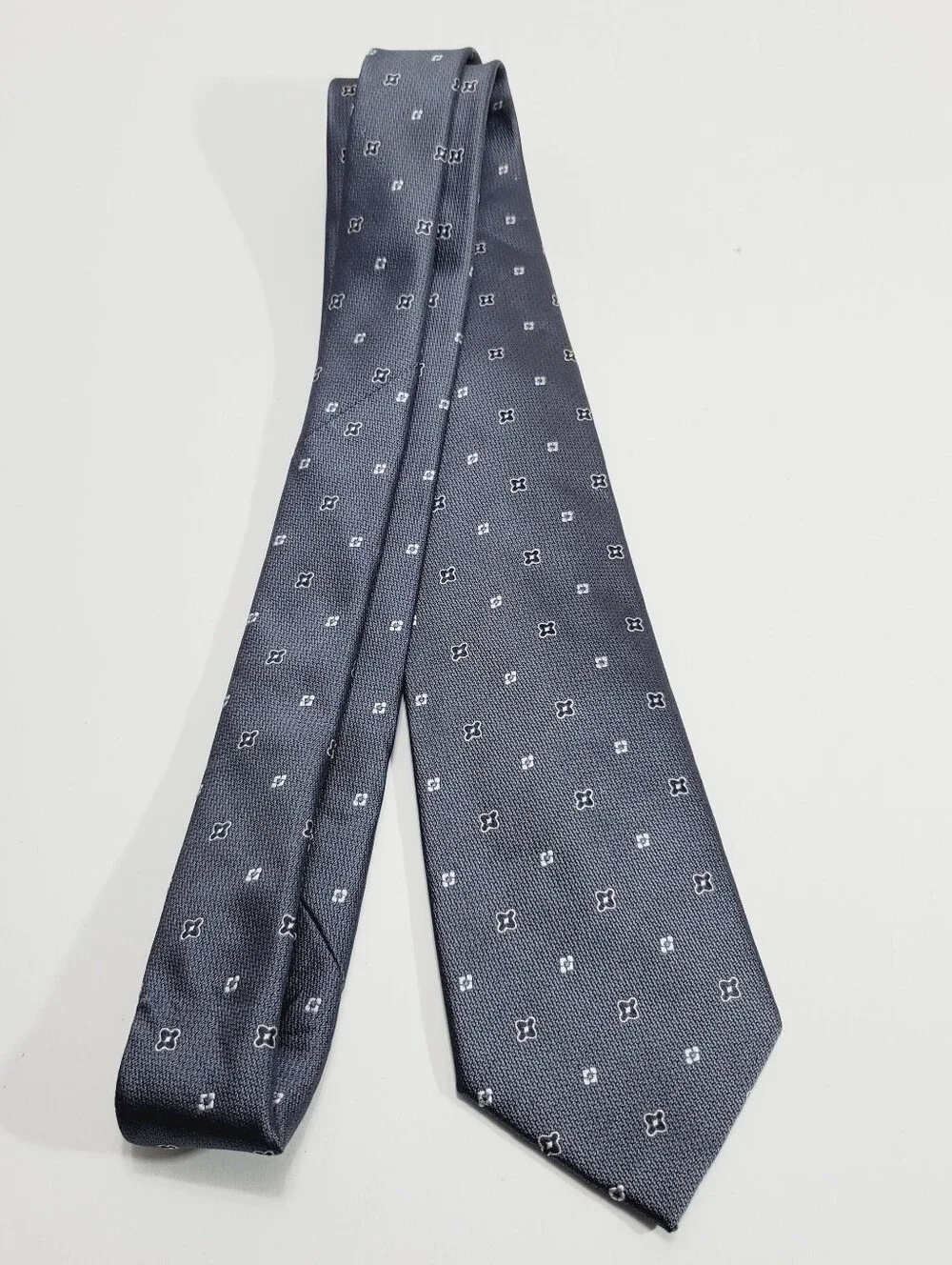 Corcel Men's Microfiber Neck Tie Gray Geometric Pattern Jacquard Fabric 59x3.25